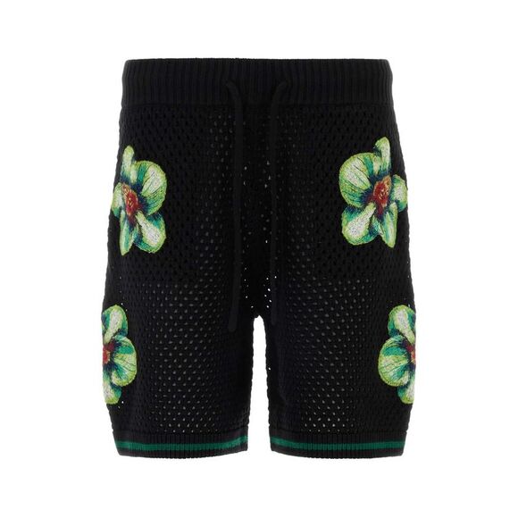 Casablanca Men Black Crochet Bermuda Shorts